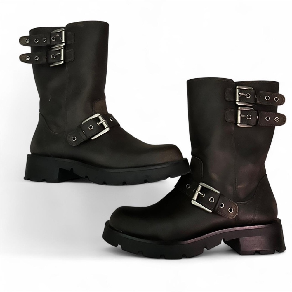 Zara Combat Buckle Ankle Boots